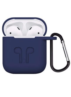 Air Pods Case Protective Silicone Cover With Carabiner For Air Pods Accessories Blue