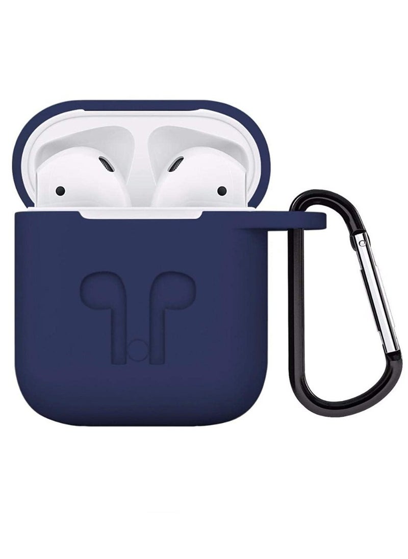 erorex - Air Pods Case Protective Silicone Cover With Carabiner For Air Pods Accessories Blue - Image 1
