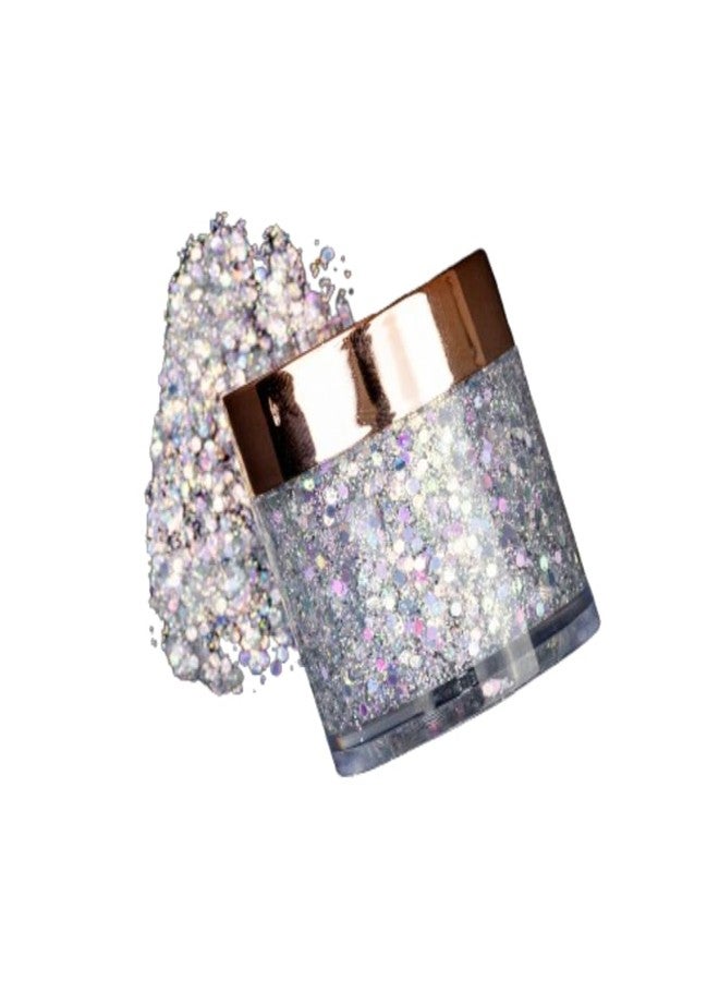 BOBI Glitter Gel Eyeshadow Duo Chrome Eye Makeup Loose Silky Texture Professional with Hydrating Formula Shimmery Finish Cruelty Free | Long Lasting | Easy to Use - Silver Duo (10 gm) - Image 3