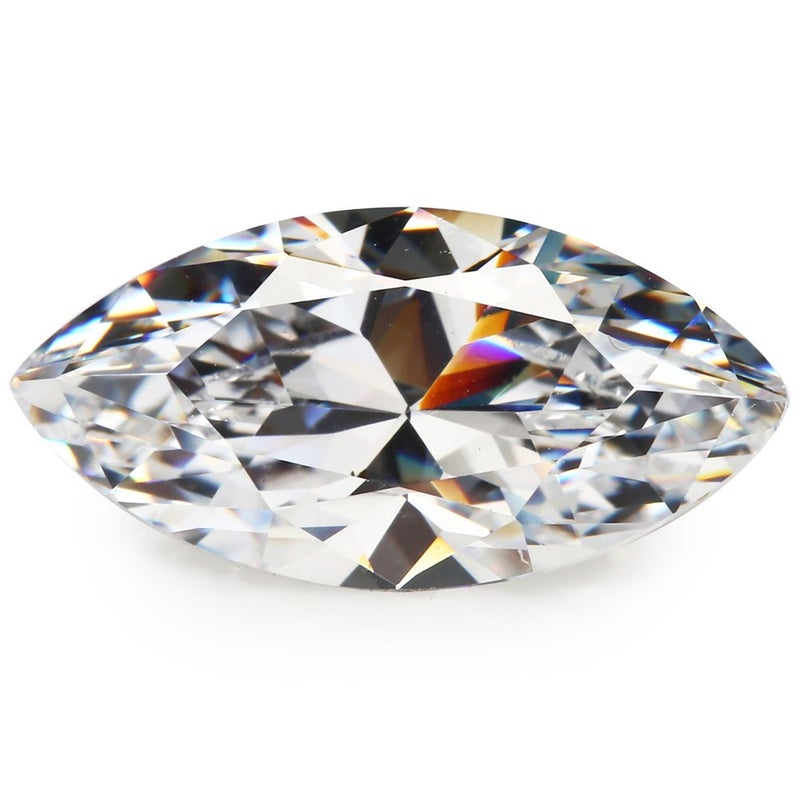 JIANGYUANGEMS 50pcs 5x10mm 5A Marquise Shape Europe Machine Cut White Cubic Zirconia Stone Loose CZ Synthetic Gemstone for Jewelry Making - Image 1