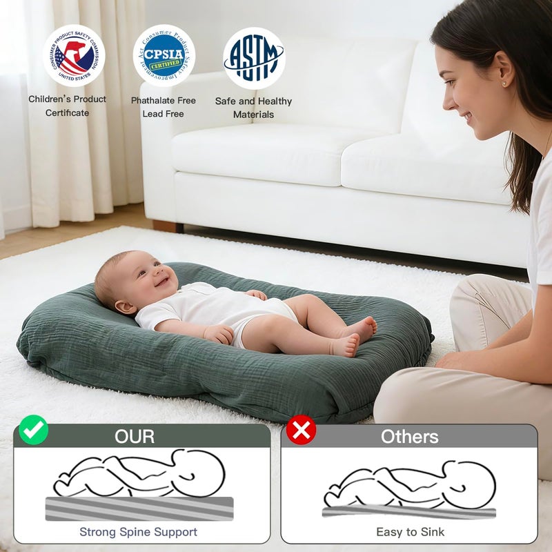 Meindoovm Baby Lounger - Snuggle Cozy Me Infant Lounger for Newborns | Breathable & Soft, Portable Awake-Time Pad, Essential Baby Gift (Lounger Cover Included) - Image 2