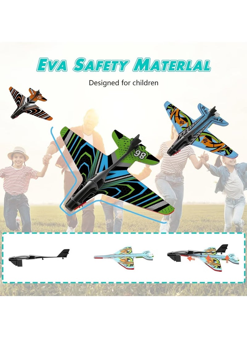 UV Enterprises Kids Catapult Glider Plane Toy Launcher Set, Outdoor Foam Airplane Toy with 4 Glider Planes, Hand Launch Flying Game, One-Click Airplane Launcher for Boys and Girls Ages 4-8 - Image 3