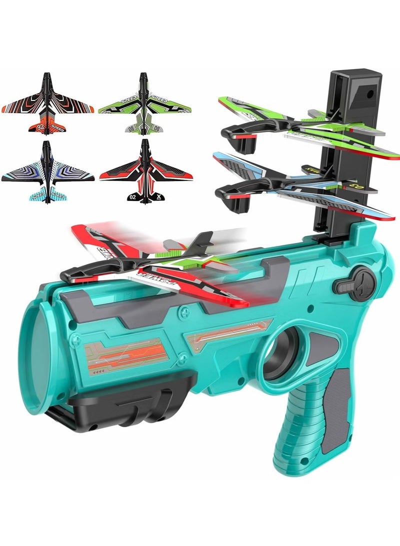 UV Enterprises Kids Catapult Glider Plane Toy Launcher Set, Outdoor Foam Airplane Toy with 4 Glider Planes, Hand Launch Flying Game, One-Click Airplane Launcher for Boys and Girls Ages 4-8 - Image 1