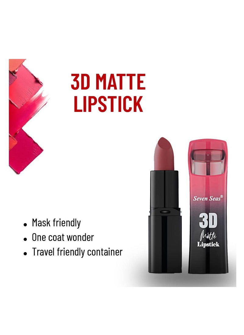 Seven Seas Seven Seas 3D Matte Velvet Finish Full Coverage Matte Long Lasting Lipstick Smooth Application Transferproof and Smudge Proof Highly Pigemented Lipstick for Women Medium Carmine  - Image 1