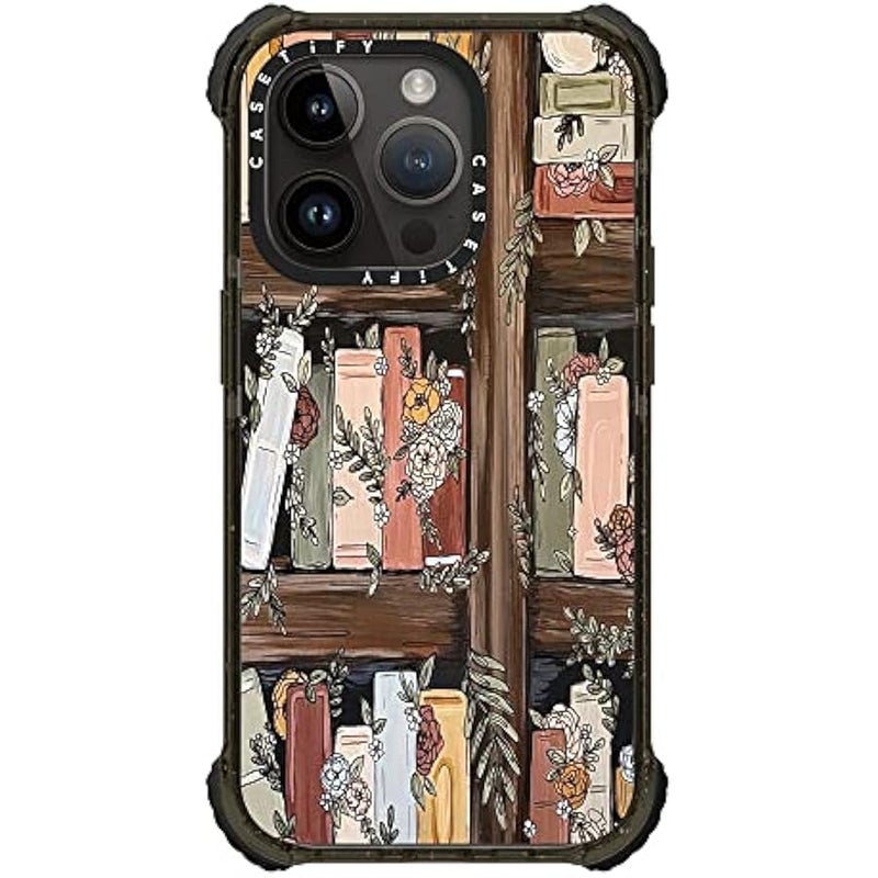 Casetify Ultra Impact iPhone 14 Pro Case 【5X Military Grade Drop Tested / 11.5ft Drop Protection】 - Bookshelf Garden by KT's Canvases - Glossy Black - Image 3