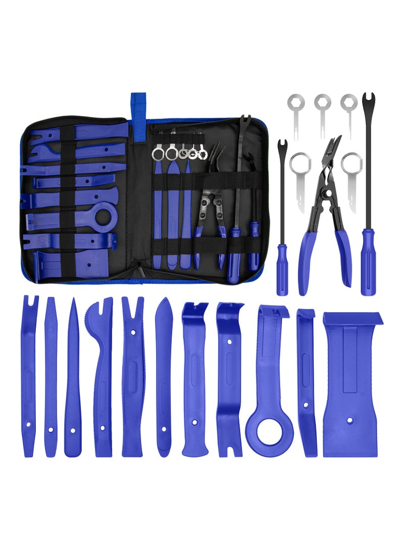 Generic 19-Piece Trim Removal Tool Kit with Clip Pliers, Auto Fastener Remover, Pry Tools for Car Door Panels, Moldings, Emblems, and Window Trims, Includes Storage Bag.  - Image 1