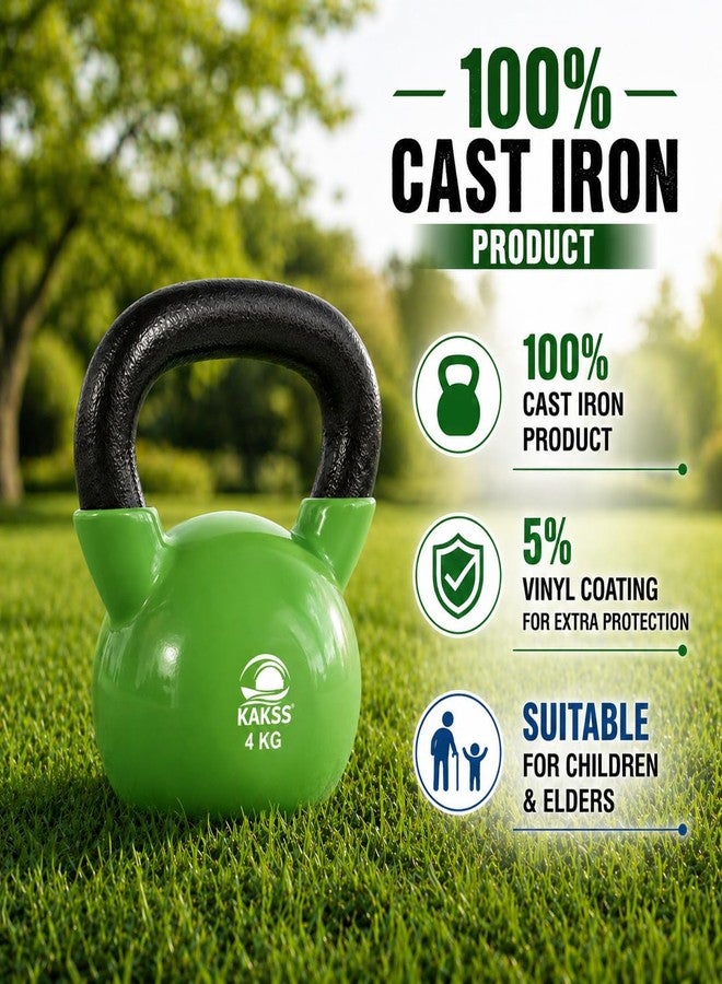 Kakss Vinyl half coating Kettle Bell for Gym & Workout (4 KG (Green) - Image 2