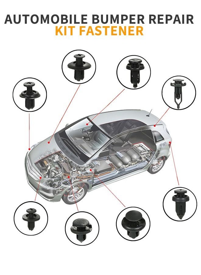 GROIC 620 PCs Car Retainer Clips & Plastic Fasteners Kit, 16 Most Popular Sizes Nylon Bumper Fender Rivets with 10 Cable Ties， Fasteners Remover and Sound Insulation Cotton for Car  - Image 3