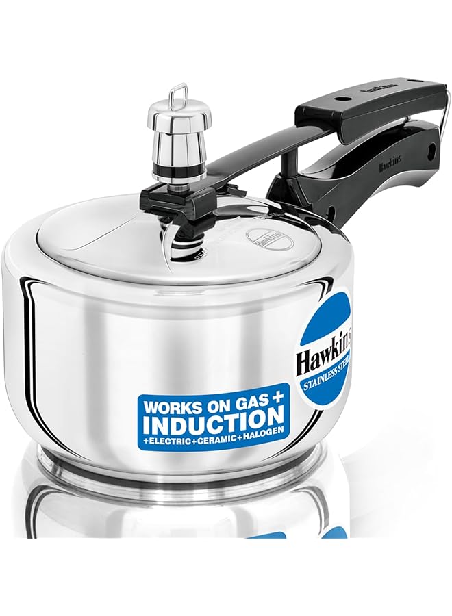 Hawkins Stainless Steel Pressure Cooker, 1.5 Liter, Silver - Image 1
