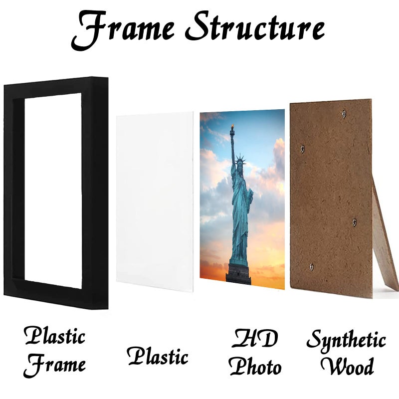 OMAIGAR 8x8 Picture Frame for 8by8 Square Poster Photo Canvas Certificate Black High Transparent Photo Frame Wall Desktop Horizontal Vertical 8 x 8 - Image 2