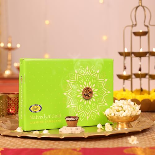 Cycle Pure Naivedya Gold Sambrani Dhoop Cups (Jasmine), 18 pcs with Holder | Charcoal-Free Havan Cups for Puja, Home & Festivals | Natural Guggal Dhoop for Rituals | Premium Dhoop Cones | Pack of 2 - Image 3