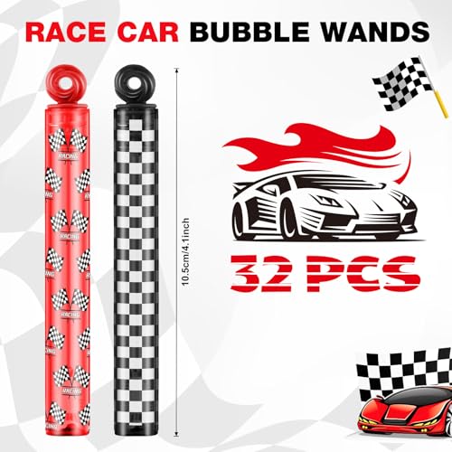 Rotatingpals 32 Pcs Racing Bubble Wands Checkered Bubble Wand Race Car Party Favors for Adult Summer Activity Race Car Birthday Party Goodie Bag Stuffers Gifts Wedding Supplies - Image 5