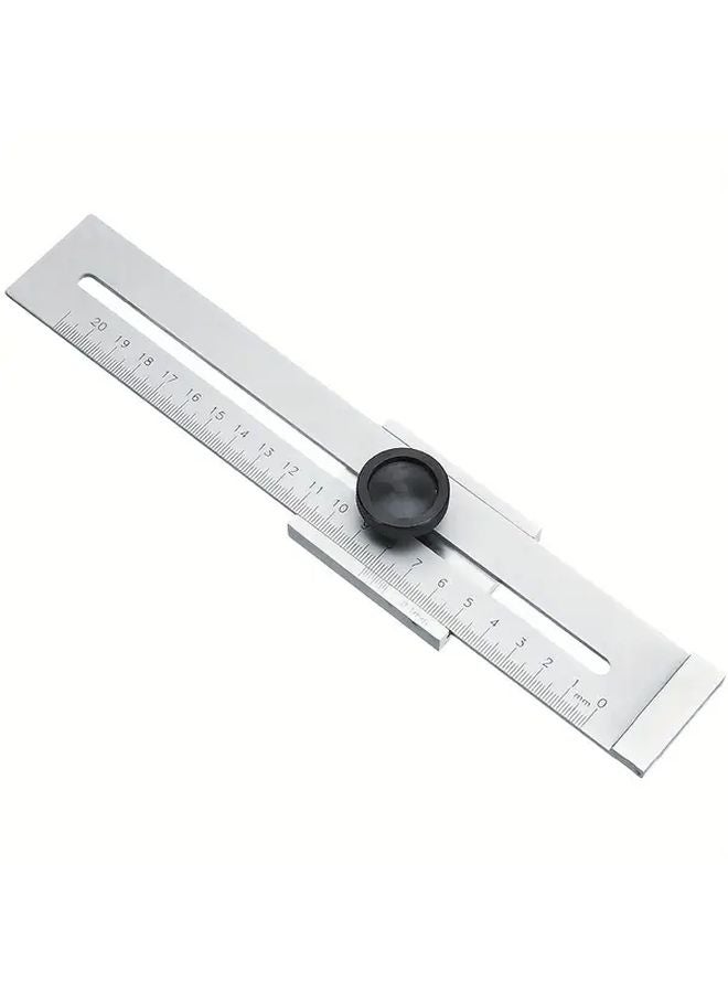 1pc 200mm Carbon Steel Sliding Ruler with Black Knob for Woodworking Mechanical Marking - Image 1