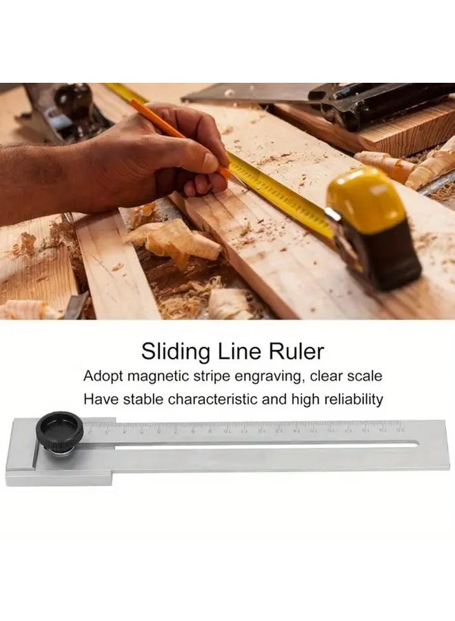 1pc 200mm Carbon Steel Sliding Ruler with Black Knob for Woodworking Mechanical Marking - Image 5