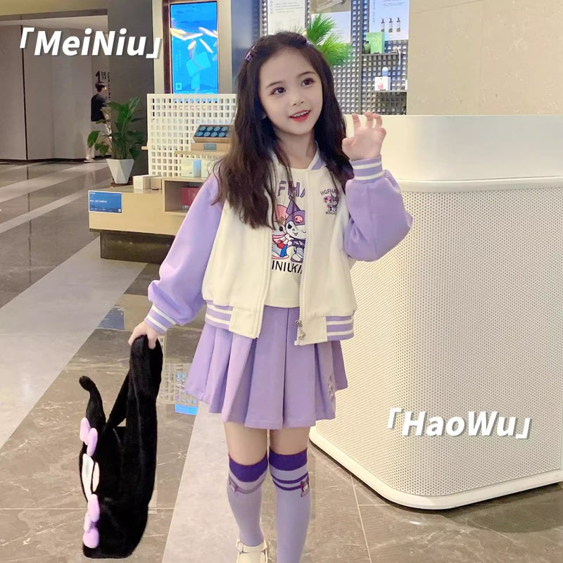 Girls' baseball uniform suit Autumn 2023 new Korean style children's sports girls' coat fashionable three-piece suit - Image 2