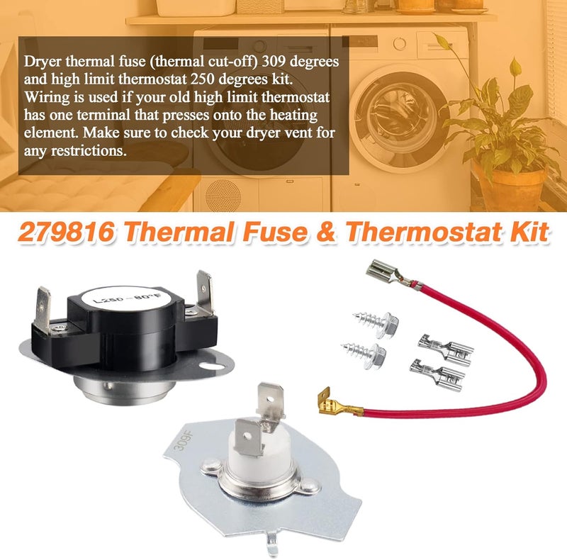 Blutoget 3387747 Dryer Heating Element & Thermostat Kit with Thermal Fuse - Compatible with Amana Dryer - Image 3
