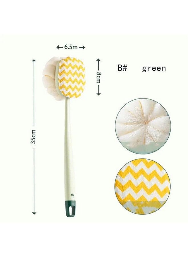 VAKTAVYA Shower Body Plastic Brush with Bristles and Loofah, Back Scrubber Bath Mesh Sponge with Curved Long Handle for Men and Women with Blackheads Removal Stick - Image 2