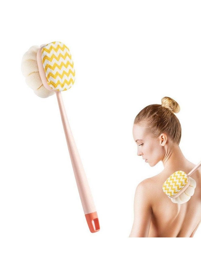VAKTAVYA Shower Body Plastic Brush with Bristles and Loofah, Back Scrubber Bath Mesh Sponge with Curved Long Handle for Men and Women with Blackheads Removal Stick - Image 1
