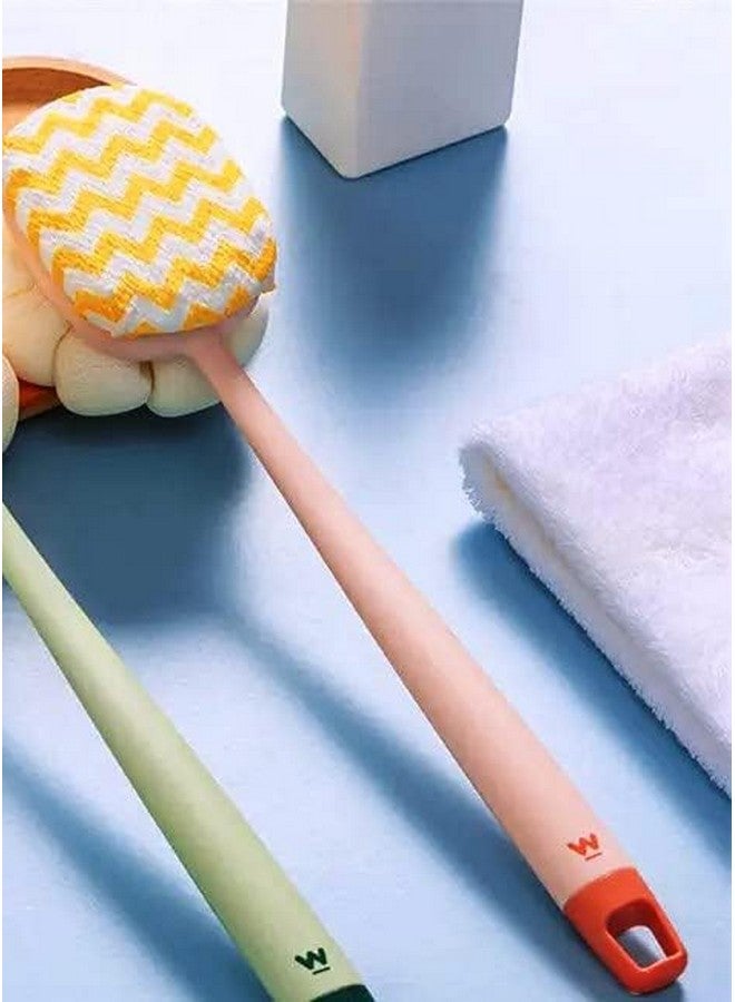 VAKTAVYA Shower Body Plastic Brush with Bristles and Loofah, Back Scrubber Bath Mesh Sponge with Curved Long Handle for Men and Women with Blackheads Removal Stick - Image 3