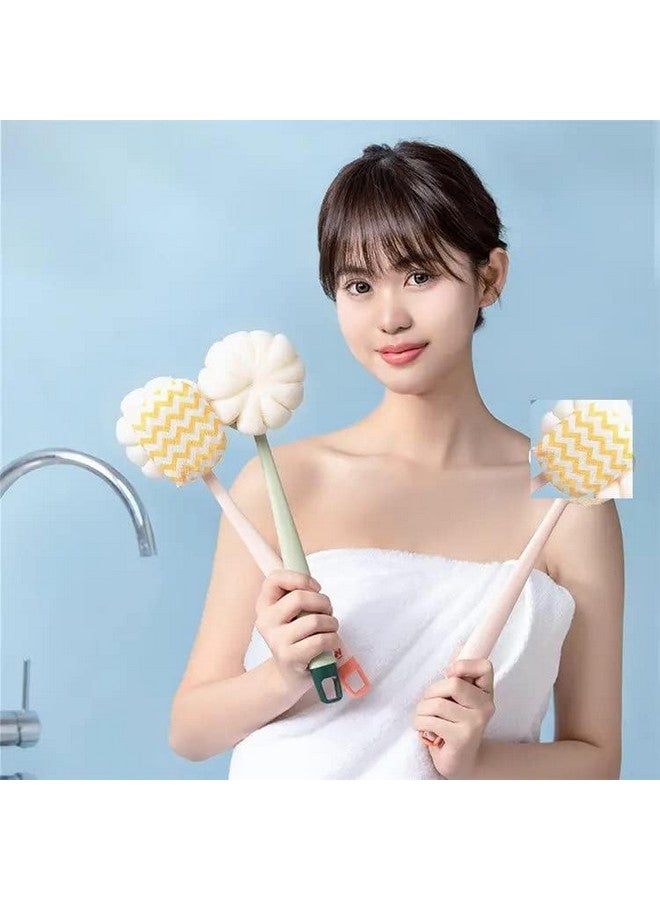 VAKTAVYA Shower Body Plastic Brush with Bristles and Loofah, Back Scrubber Bath Mesh Sponge with Curved Long Handle for Men and Women with Blackheads Removal Stick - Image 4