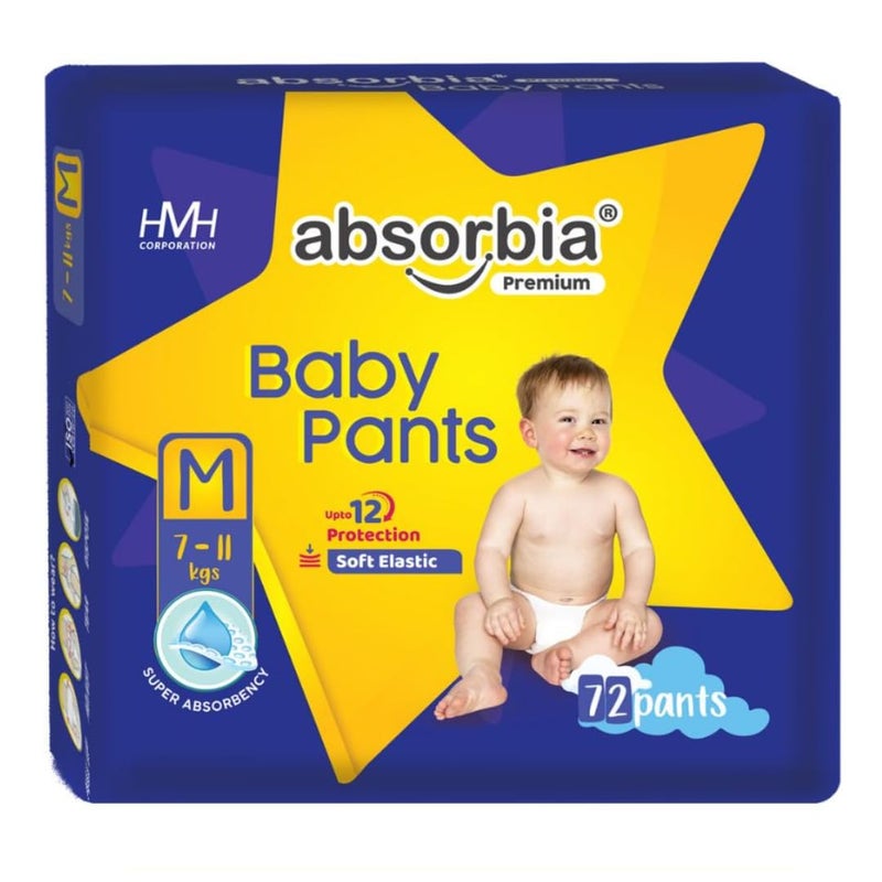 Absorbia Jumbo Baby Pants | Medium | 72 Pieces | 7-11 Kgs| Pack of 1 - Image 5