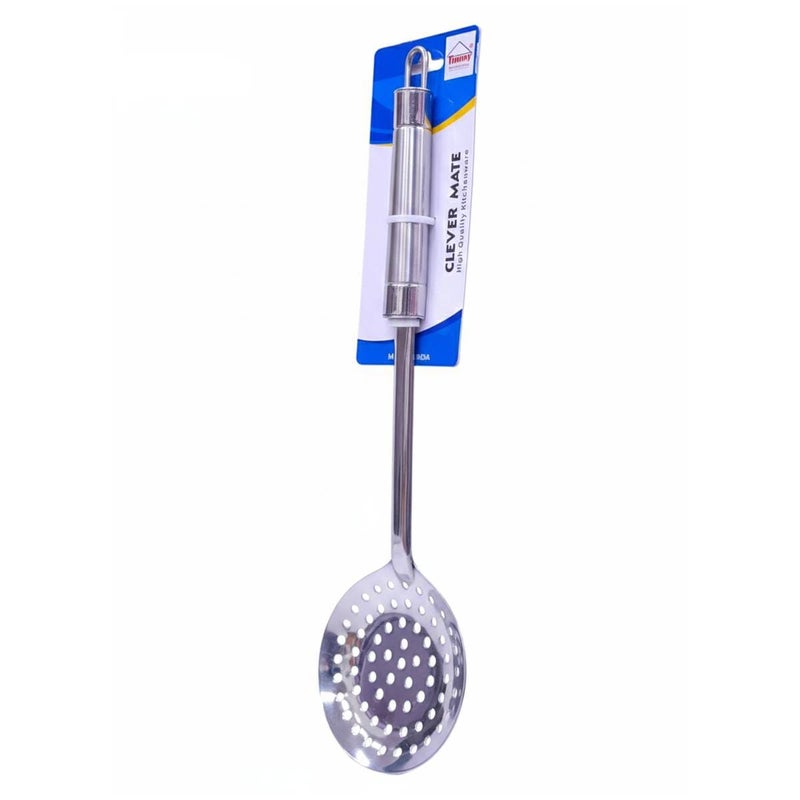 Timmy Stainless Steel Skimmer - 14 Inch, Dual Tone (SK-SKM-14) - High-Quality Durable Kitchen Utensil, Ergonomic Handle, Easy to Clean, Ideal for Straining, Frying and Serving Home Cooked Meals