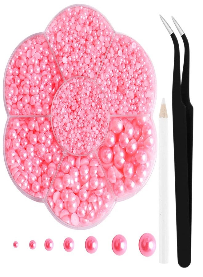 Makandup Aodse 6000 Pcs Nail Pearls for Nails Art, Pink Half Pearl for Crafts, Charms DIY Crafting Charms Decorations Accessories - Image 1