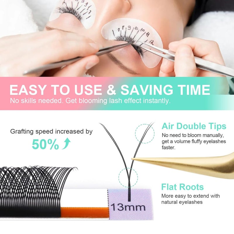 NAGARAKU yy Eyelash Extensions Supplies y lash Premade Fans 4D Russian Volume Y Shape Matte 12 rows Cluster pre Fanned Wispies Crisscross Eye Lashes 10mm 005 C - Image 3