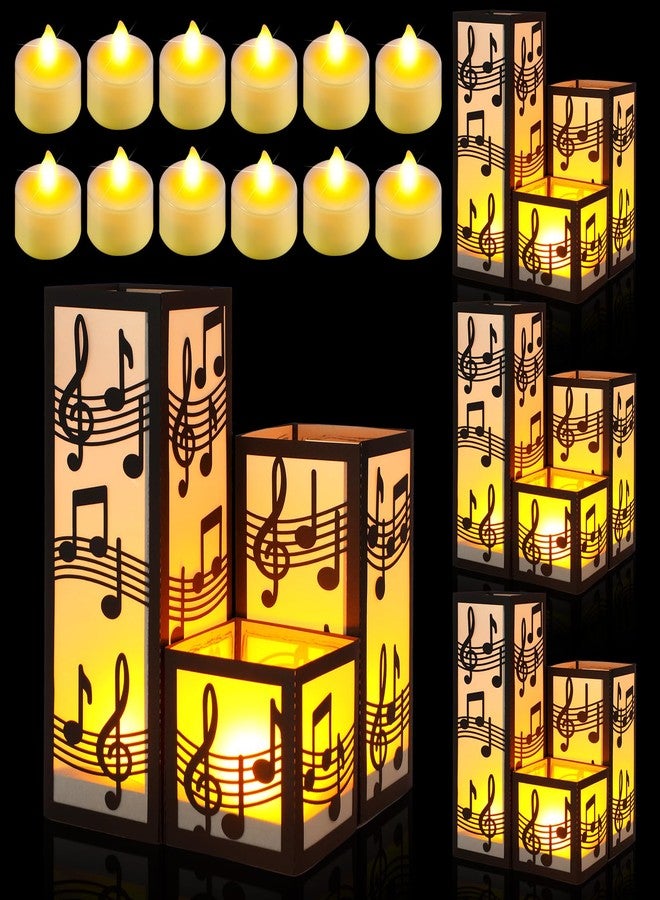 Rossesay 12 Sets Music Centerpieces for Table 3 Size Music Note Paper Lantern Boxes Table Ideas Decorations for Room Musical Themed Party Decor Wedding Birthday Decorations - Image 1