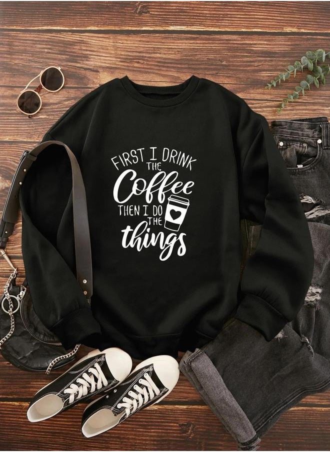 Kotty Slogan Graphic Print Round Neck Sweatshirt by Styli  - Image 1