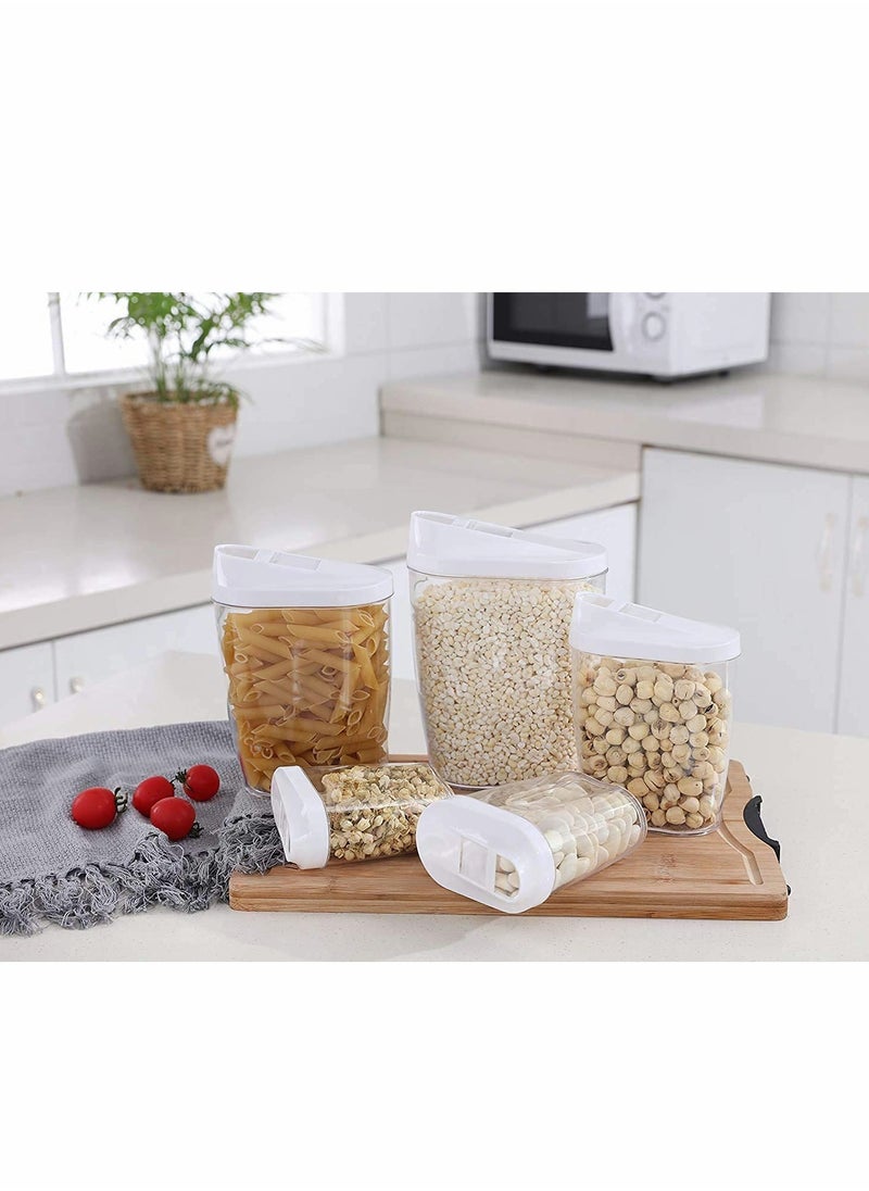 Generic - Locking Clear Acrylic Plastic Food Storage Jars Canister Set Ideal for Sugar, Tea, Coffee, Rice, Pasta etc with Airtight Lids Capacity 5 Pcs Different Size 1440ml 960ml 720ml 480ml 300ml - Image 1