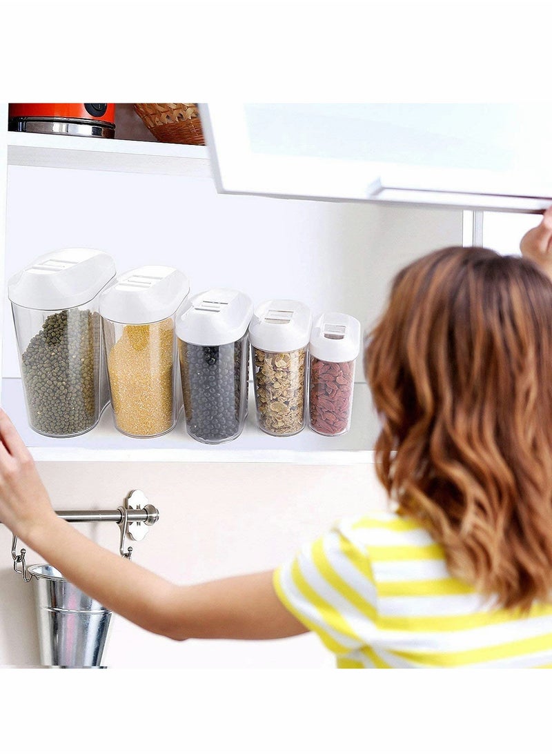 Generic - Locking Clear Acrylic Plastic Food Storage Jars Canister Set Ideal for Sugar, Tea, Coffee, Rice, Pasta etc with Airtight Lids Capacity 5 Pcs Different Size 1440ml 960ml 720ml 480ml 300ml - Image 1