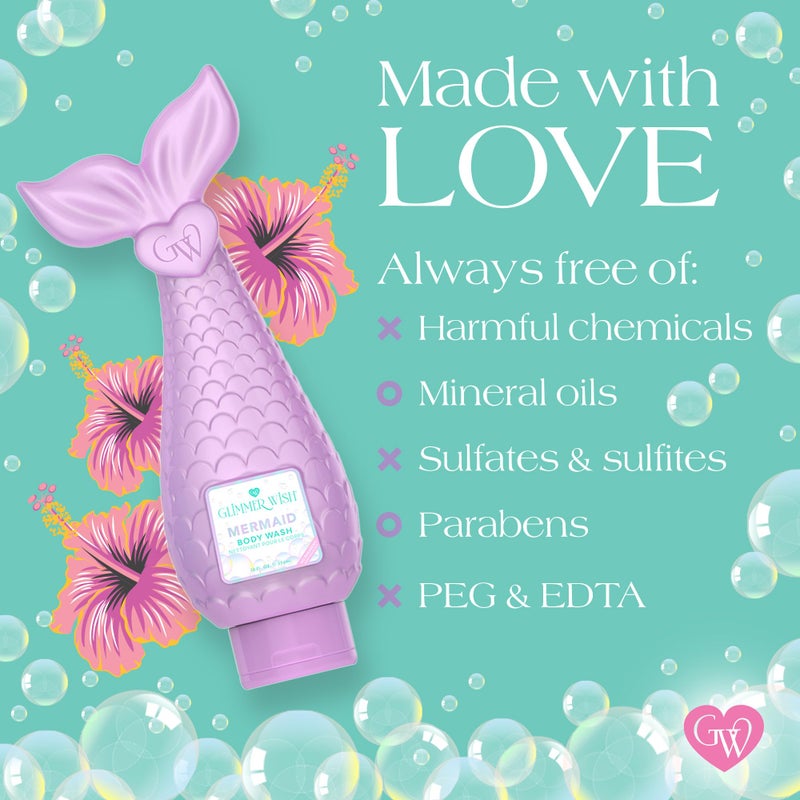 Glimmer Wish Mermaid Kids Body Wash, Gentle Cleanser and Moisturizing Sulfate Free Body Wash, Skin Care for Kids, Tropical Beach Scent, 12 Fl Oz - Image 5