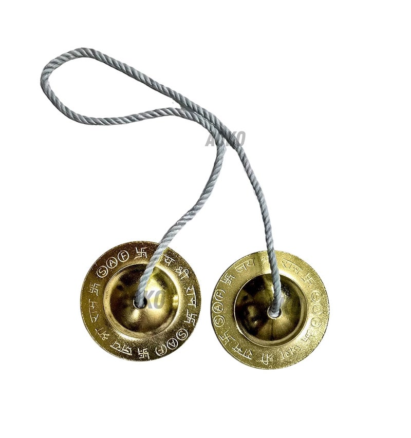 AOKO Metal Craft Manjeera Traditional Instrument Indian Music |Traditional Indian Musical Instrument, Hand Cymbals for Bhajan, Kirtan, Puja, Classical & Folk Music (4.5 Inches(Big)) - Image 1