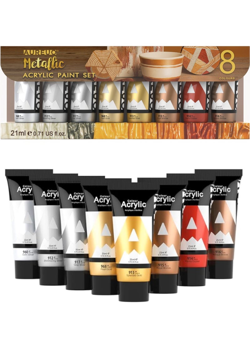 فينيكس مجموعة ألوان اكريليك ميتاليك (8*21 مل) - Image 1