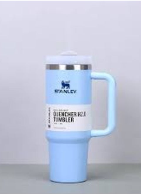 Stanley Mug, 40 oz Stanley Mug with Straw and Handle, Insulated Mug with Lid Travel Mug, H2.0 FlowState Stainless Steel Coffee Mug for Hot Iced Drinks, Travel Mug with Handle (Blue)