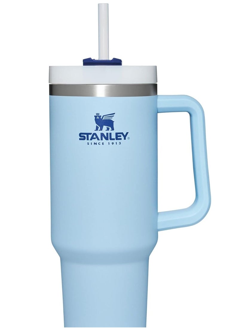 Stanley Mug, 40 oz Stanley Mug with Straw and Handle, Insulated Mug with Lid Travel Mug, H2.0 FlowState Stainless Steel Coffee Mug for Hot Iced Drinks, Travel Mug with Handle (Blue)