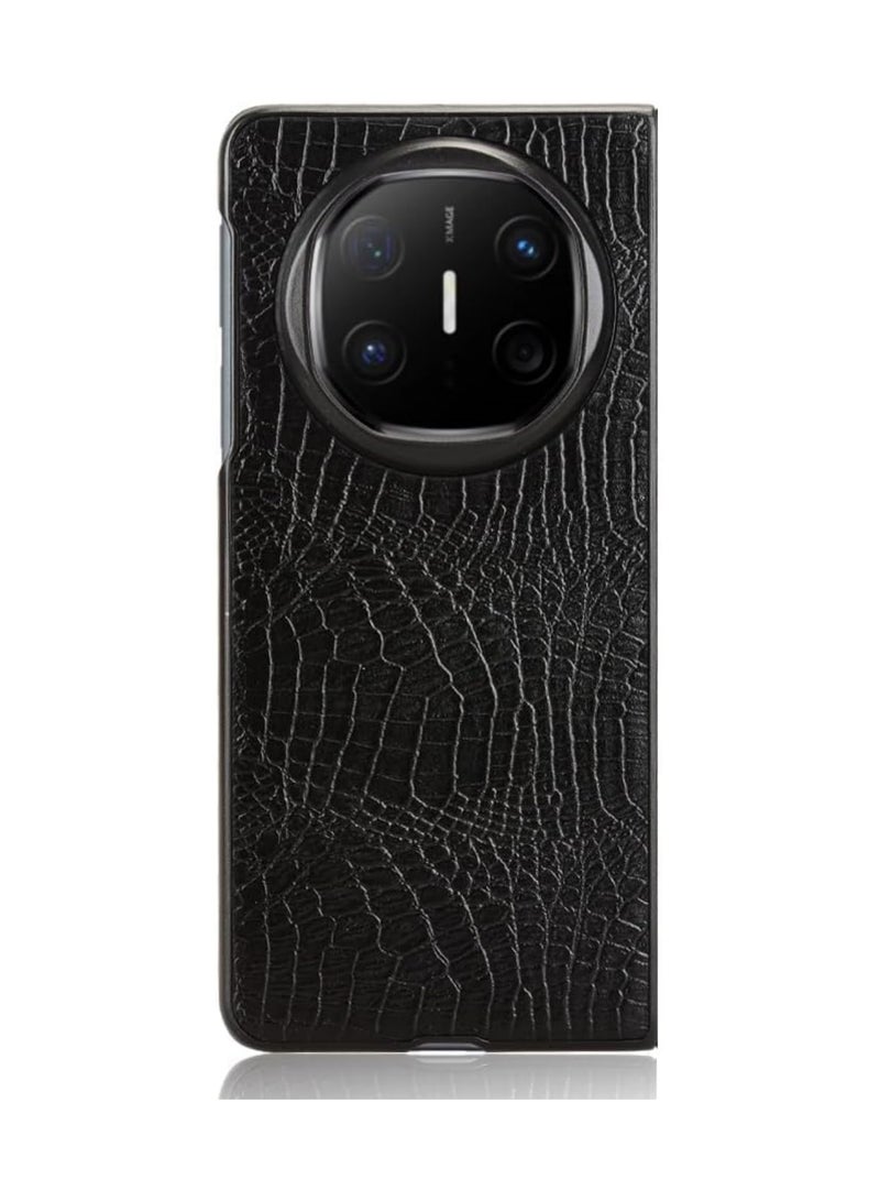 Aookay Protection Case for Huawei Mate X6, PU Leather + Rigid PC Ultra Slim Shockproof Protection Phone Case,  Luxury Crocodile Pattern Flip Cover (Black) - Image 5