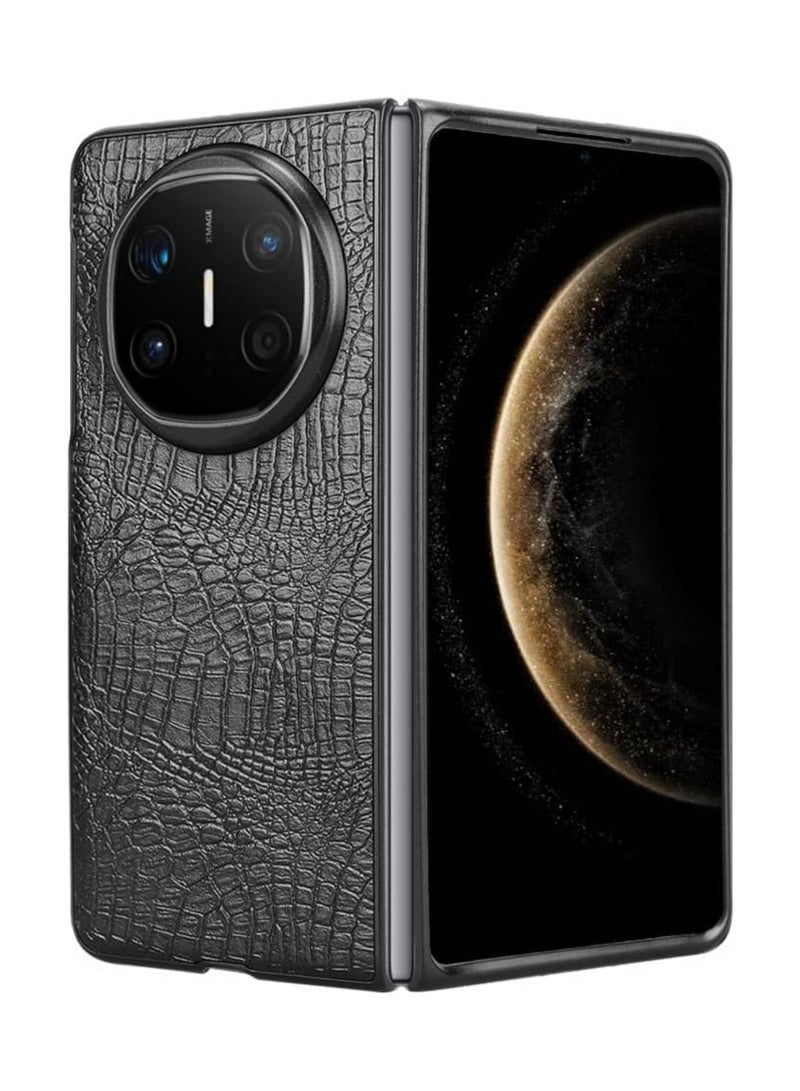 Aookay Protection Case for Huawei Mate X6, PU Leather + Rigid PC Ultra Slim Shockproof Protection Phone Case,  Luxury Crocodile Pattern Flip Cover (Black) - Image 3