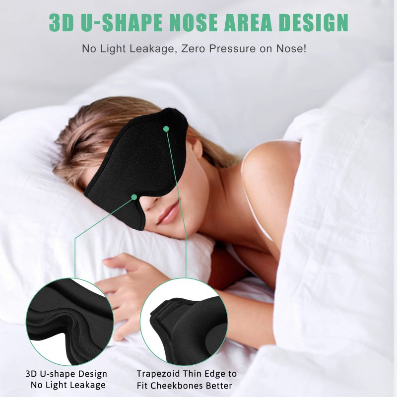 BeeVines Sleep Mask, 2 Pack 3D Contoured Sleeping Eye Masks for Lash Extensions, Night Molded Covers with Adjustable Strap, Eye Shade Cover Lashes Extension for Traveling Yoga Nap - Image 5