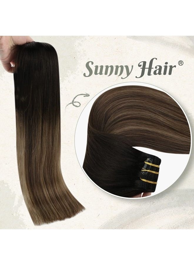 Sunny Clip in Hair Extensions, Ombre Clip in Hair Extensions Real Human Hair Natural Black Ombre Dark Brown Mix Blonde Human Hair Extensions Double Weft 120g 7pcs 16inch - pzsku/ZE94E7FECB233A0D98809Z/45/_/1681609695/273c14ef-24cb-49d2-861f-9141ebc016d6