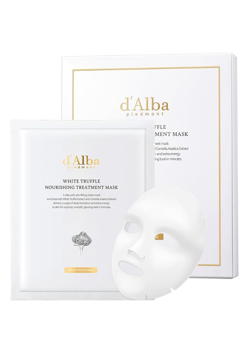 دي'ألبا قناع مغذي بنكهة الكمأة البيضاء الإيطالية من دالبا بييمونتي، 5 قطع، للعناية بالبشرة النباتية، قناع ورقي مغذي للبشرة الجافة والمتعبة، ترطيب عميق - Image 1