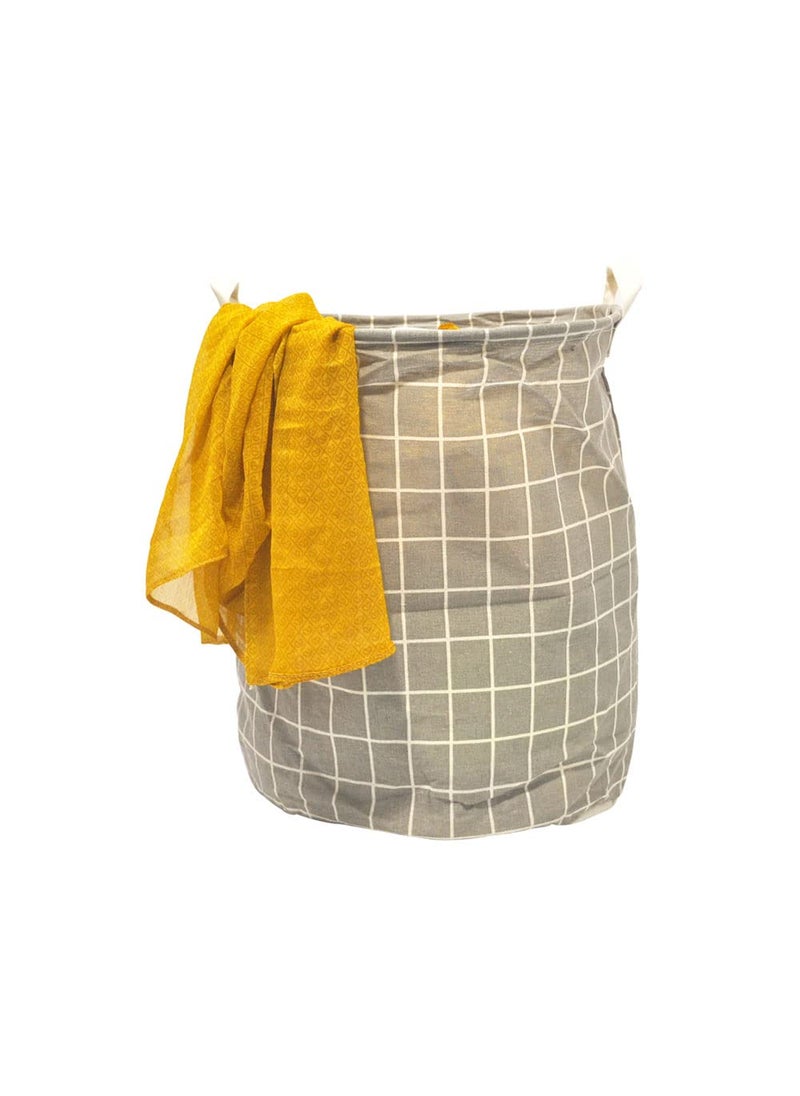 EZ Life - EZ Life Off White/Beige Checkered - Laundry Basket/Kids Toys Basket (35 x 45 cms) - 1 Pc - Image 1