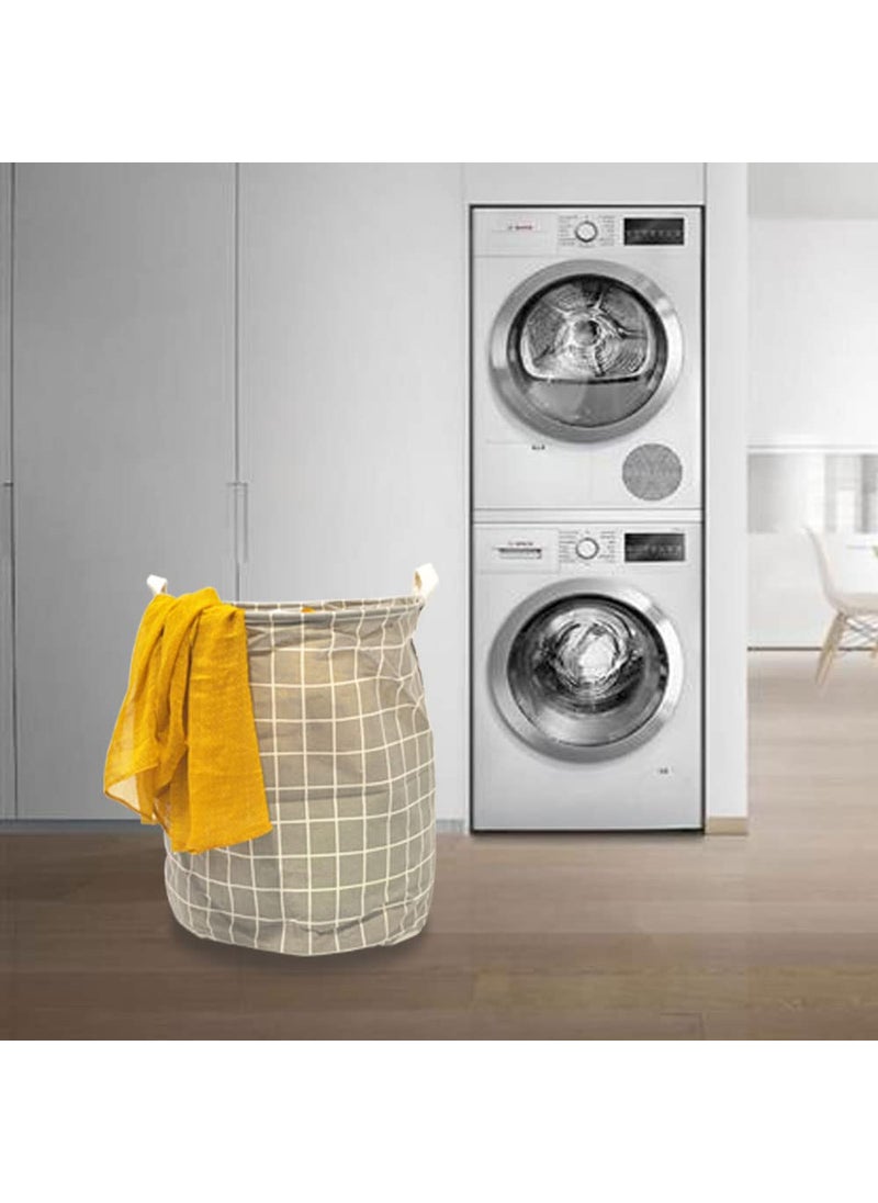 EZ Life - EZ Life Off White/Beige Checkered - Laundry Basket/Kids Toys Basket (35 x 45 cms) - 1 Pc - Image 1