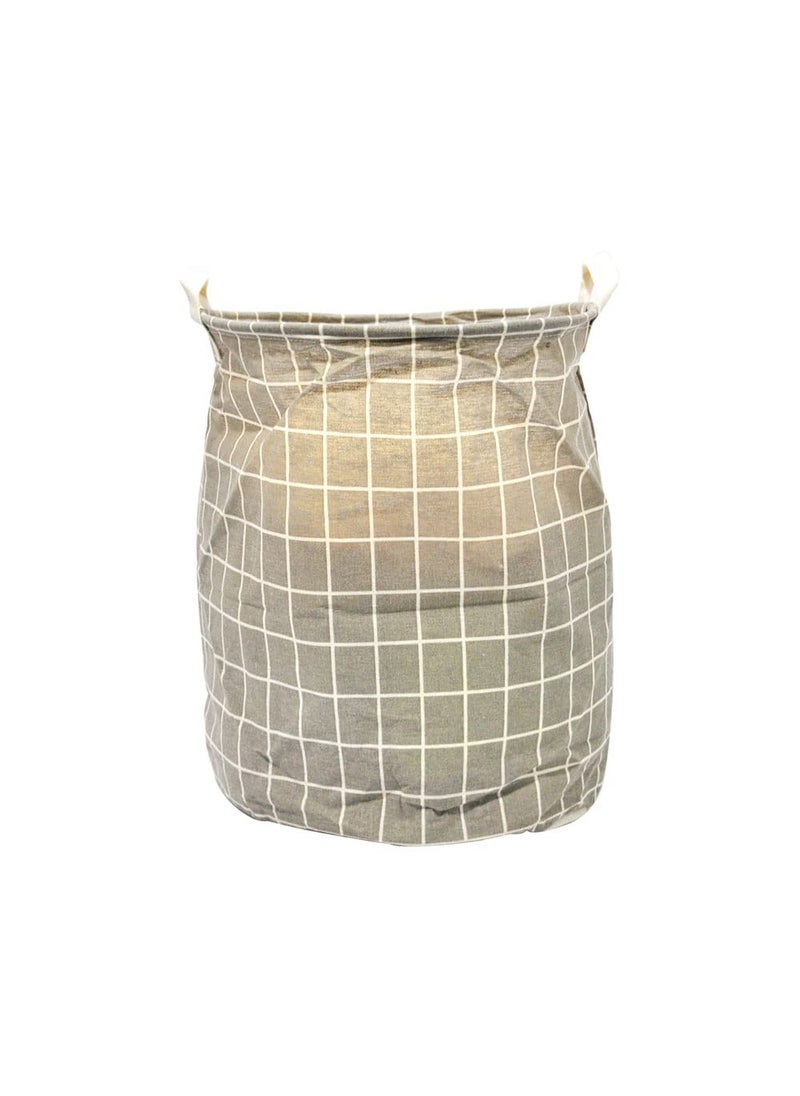 EZ Life - EZ Life Off White/Beige Checkered - Laundry Basket/Kids Toys Basket (35 x 45 cms) - 1 Pc - Image 1