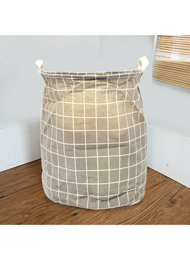 EZ Life - EZ Life Off White/Beige Checkered - Laundry Basket/Kids Toys Basket (35 x 45 cms) - 1 Pc - Image 1