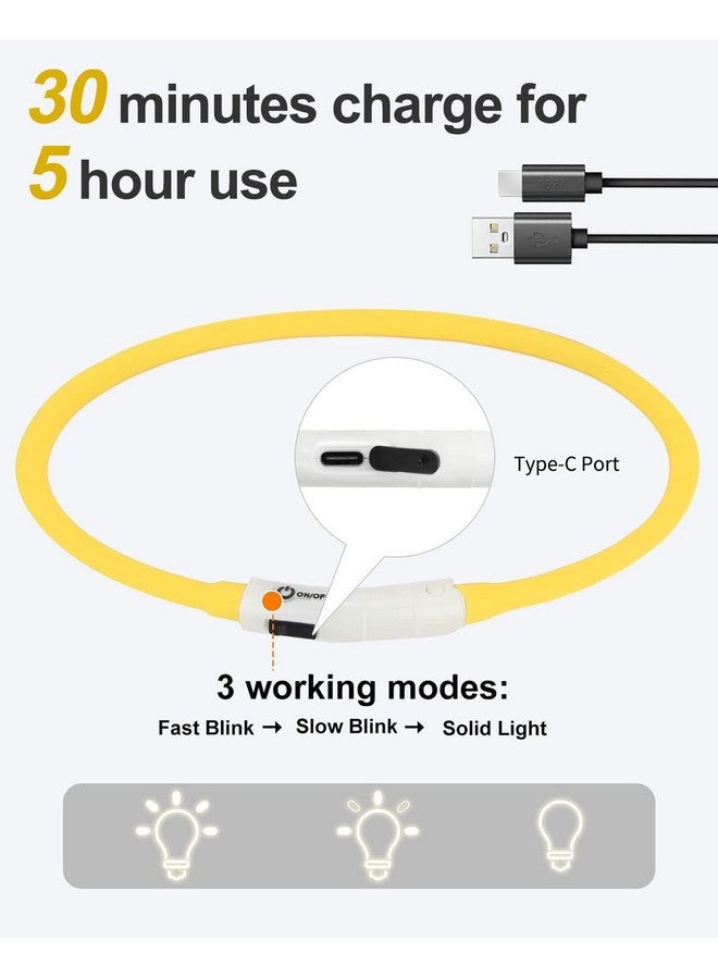 Joytale Joytale Light Up Dog Collar, Rechargeable Rainproof LED Collar for Night Walking Safety, Soft Silicone Glow in The Dark, Suitable for Small Medium Large Dogs, Yellow  - Image 4