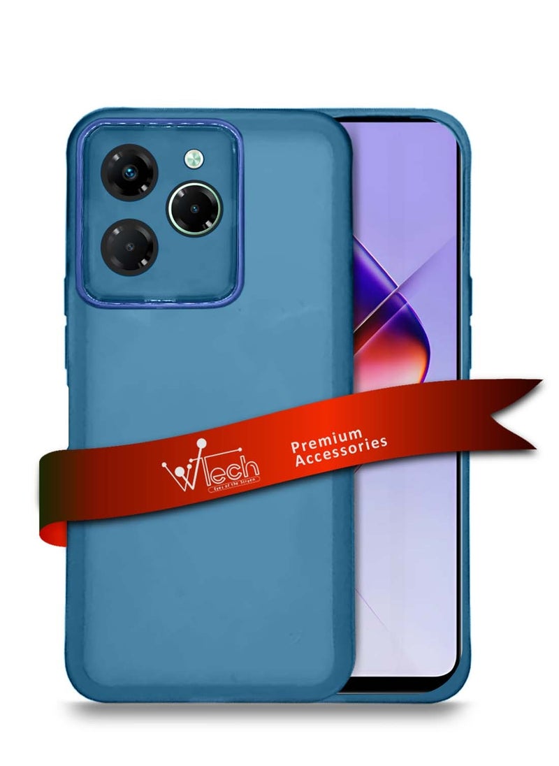 Wtech - Infinix Note 40X 5G 2024 Soft Transparent TPU Silicone Ultra Thin Phone Stylish Electroplated Camera Border Back Case Cover - Blue - Image 1