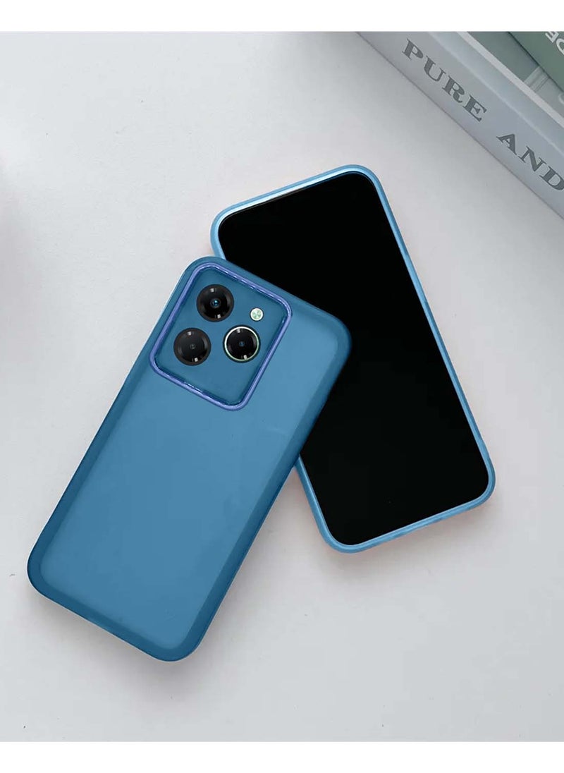 Wtech - Infinix Note 40X 5G 2024 Soft Transparent TPU Silicone Ultra Thin Phone Stylish Electroplated Camera Border Back Case Cover - Blue - Image 1