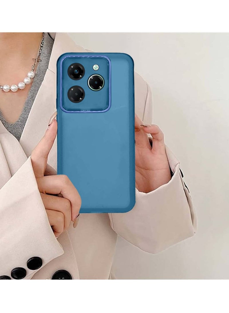 Wtech - Infinix Note 40X 5G 2024 Soft Transparent TPU Silicone Ultra Thin Phone Stylish Electroplated Camera Border Back Case Cover - Blue - Image 1